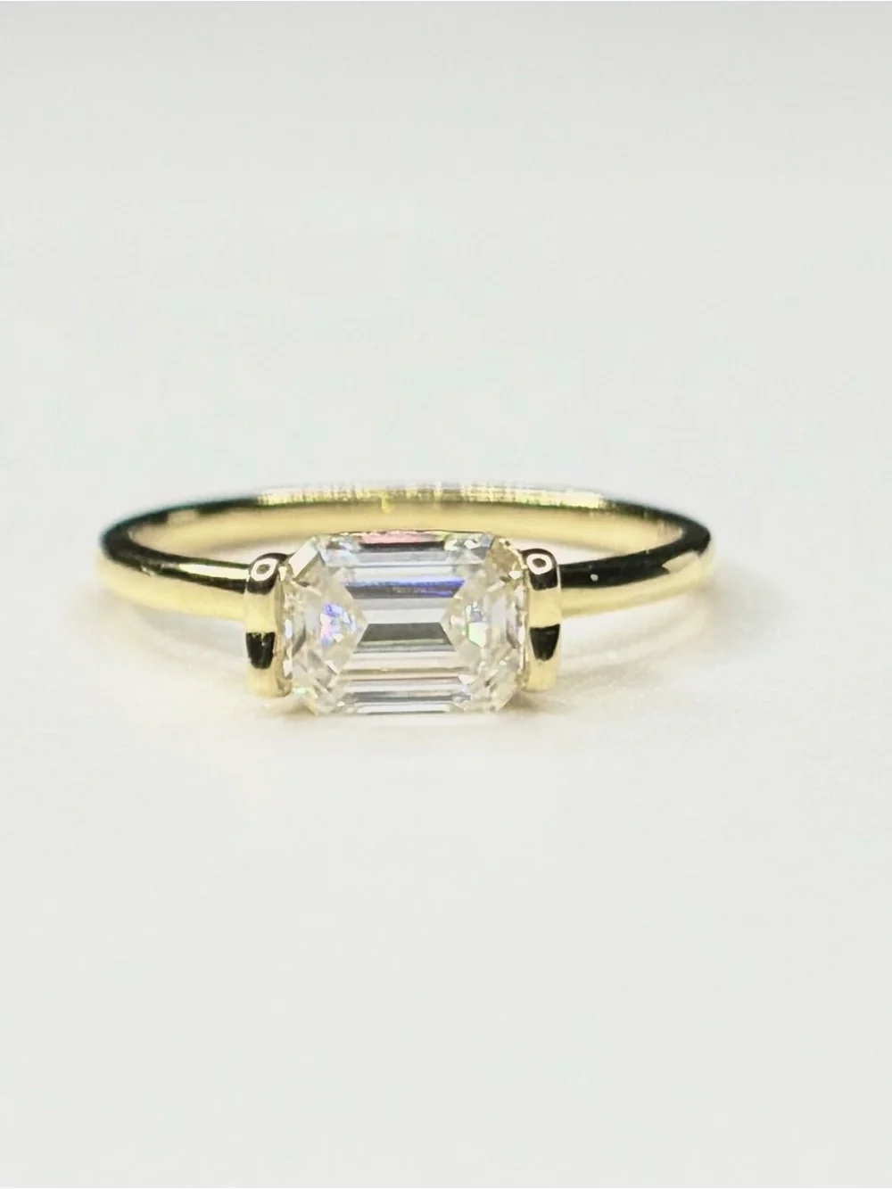 Moissanite Radiant Cut 1 Carat Ring in Yellow Gold - Timeless
